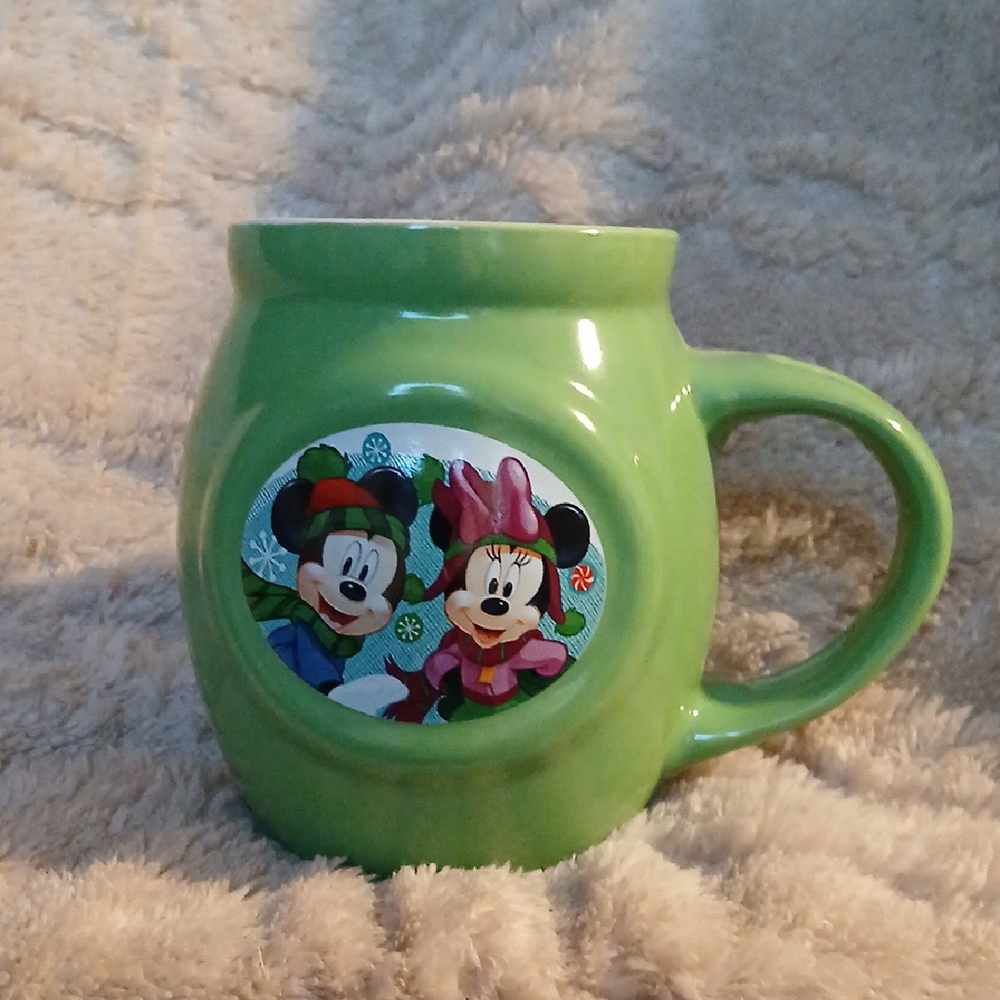 Green Disney Mug with Mickey and Minnie